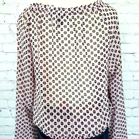 INC International Concepts Sheer Geometric Pattern Blouson Style Blouse--NWT--M - Picture 6 of 11